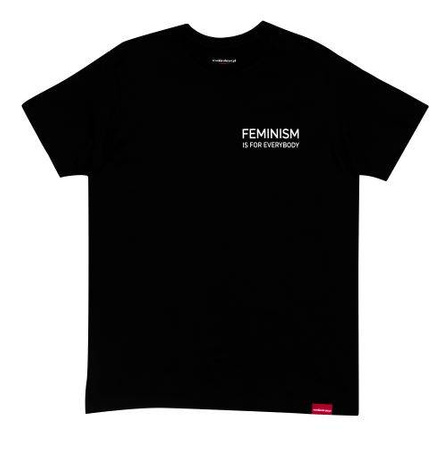 Czarna koszulka unisex z napisem "FEMINISM is for everybody" - rozmiar L/XL